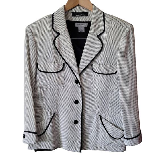 Jones New York Black Polk-a-Dot White Blazer Dress Jacket, Sz. Approx. 6 - Picture 1 of 9
